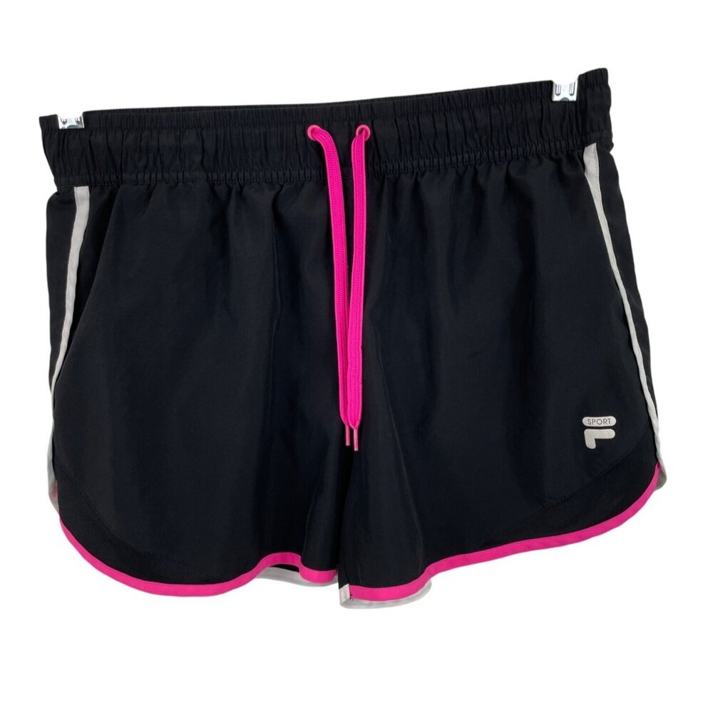 Fila Sport Women’s Lined Athletic Running Shorts Black & Pink Trim Size Medium